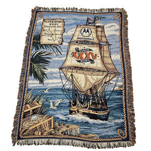 Vintage Northwest Co Super Bowl XXXV 35 Tapestry Throw Blanket Y2K Nautical Wall